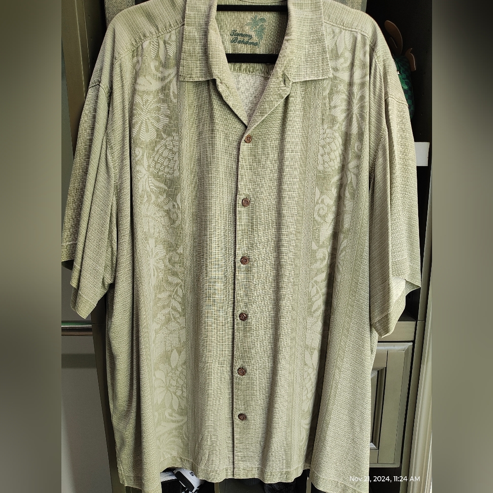 Tommy Bahama Short Sleeve Men's Shirt - XXL Olive Green Big and Tall